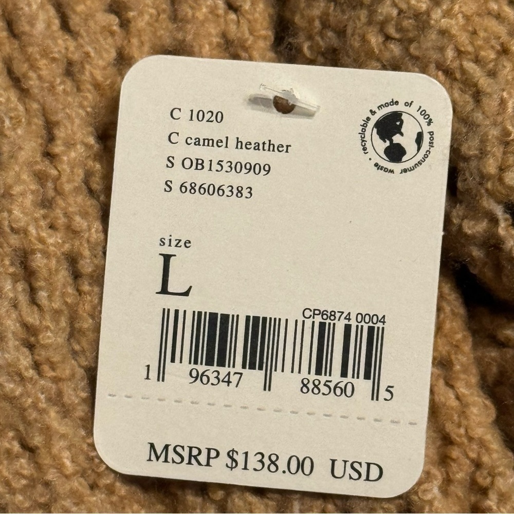 Free People Snowdrift‎ Pullover Camel Heather Sweater Size Large Women - Picture 10 of 12